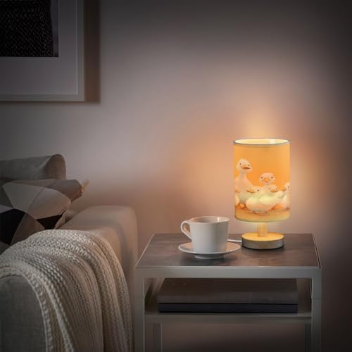 ALAZA White Duck Yellow Decor Bedside Table Lamp with USB Port for Bedroom Nightstand Office Desk LED Bulb Included