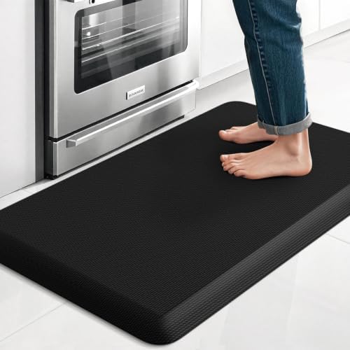 Kitchen Mat for Floor, Anti-Fatigue Mat Kitchen Rug, 17.3"x28"x0.8'', Black