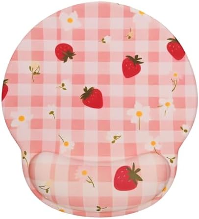 Lily Floral Mouse Pad Wrist Support Wrist Rest, Flower Ergonomic Mouse Pad with Non-Slip Base for Office Gaming Working Computers,Desk Accessories Pain Relief Mouse Mat, Plaid
