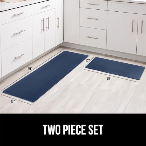 GORILLA GRIP Cushioned Kitchen Mats for Floor, 2 PK, 17x29+17x59, Navy