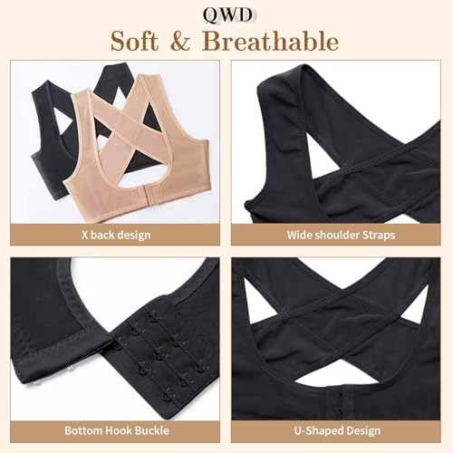 QWD Sleeveless Posture Corrector for Women Back Support Chest Brace Up Bras