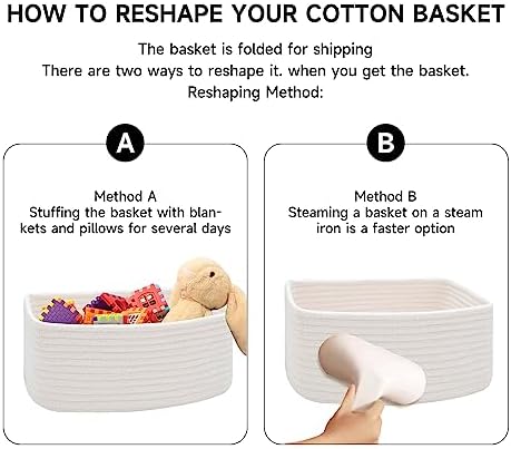 MiniArk Small Storage Baskets for Organizing | Closet Organizer Bins | Shelf Toy Basket | Woven Rope Baskets | Cube Decorative Box | Shallow Basket | 13x8.5x5.1” | 3 Packs Rainbow