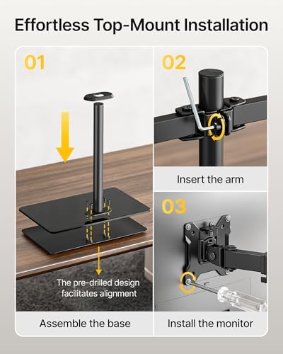 monTEK Freestanding Dual Monitor Stand for 17-32", 22 lbs Each, Glass Base