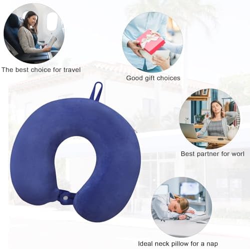 Travel Pillow, Neck Pillows for Airplanes, Memory Foam, Vivid Blue