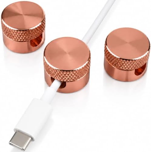 Cable Cord Organizer Holder, Durable Self-Adhesive, Cable Management, Design for Desk, Nightstand, Car & Office (Rose Gold)