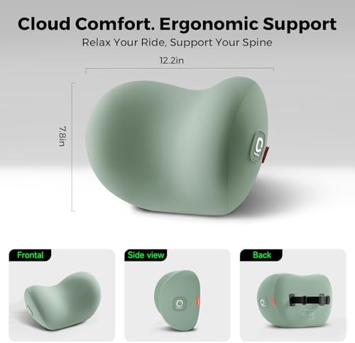 BEBAS Memory Foam Car Headrest Pillow - Breathable Neck Support Pillow for Driving, Universal Fit Cars/SUVs/Tesla/Toyota & Office Chair, Removable Cover (Green, 4-Season)