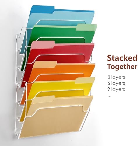 DINGHUO 3 Pockets Acrylic Hanging Wall File Organizer for Office