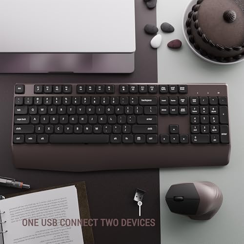 MPTOG Ergonomic Wireless Keyboard and Mouse Combo, Coffee