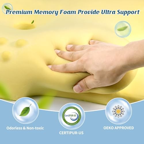 Cervical Neck Pillow for Pain Relief, Ergonomic Side Sleeper Pillow for Sleeping, Contour Orthopedic Memory Foam Pillows for Back & Stomach Sleepers with Pillowcase (Light Grey)
