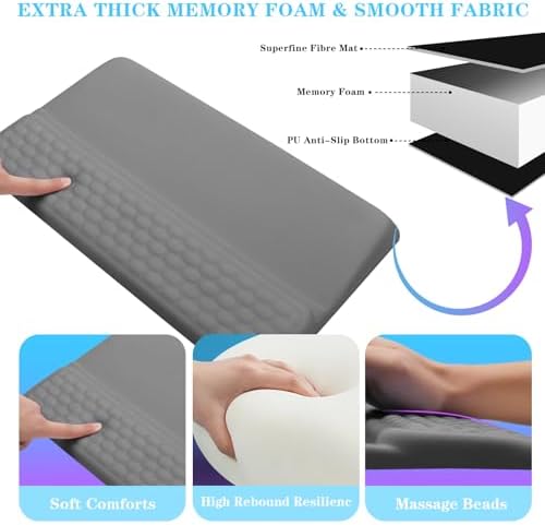 Computer Keyboard Stand with Wrist Rest, Ergonomic Tilted Keyboard Holder - Keyboard Riser with Wrist Pad - Keyboard Tray Support for Office Home - Gray