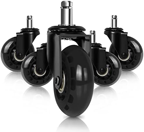 Hirate 2.5 inch Office Chair Caster Durable PU Wheel Replacement Set of 5