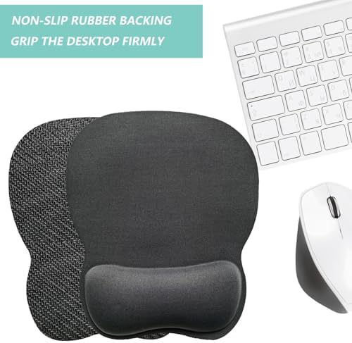 Mouse Pad with Wrist Support, Ergonomic Mousepad with Comfortable Memory Foam Wrist Rest Cushion, Relieve Wrist Pain, Non-Slip Rubber Base Gaming Mice Pad for Home Office Computer Laptop, Grey