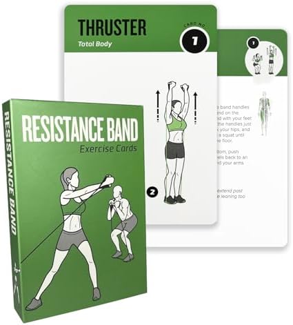 Resistance Belt Workout Cards, 62 Exercises Cards Deck Large Size 5" x 3.5" Fitness Cards for Women & Men, Beginner Fitness Guide to Training Exercises at Home or Gym