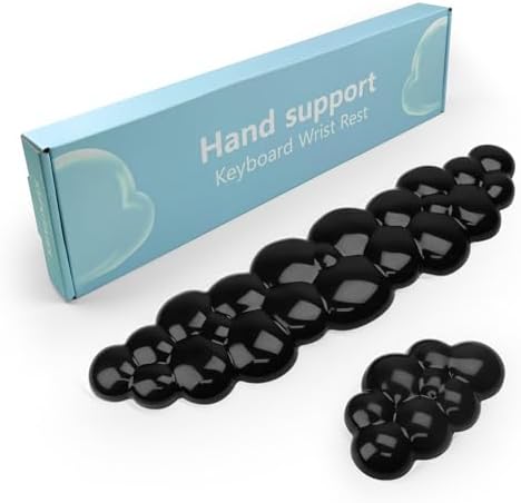 Gel Cloud Keyboard and Mouse Wrist Rest, Cute Wrist Support and Arm Support Keyboard Rest for Keyboard and Mouse Typing Pain Relief，Suitable for Office/Computer/Laptop/Gaming (Transparent Black)