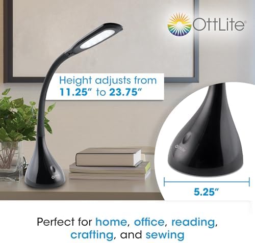 OttLite Curve LED Desk Lamp, Black