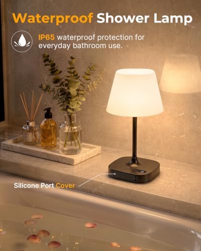 BUCASA Waterproof Shower Lamp Rechargeable Bathroom Shower Lights (Black)