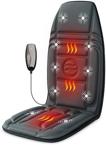 Heycool Back Massager with Heat, 10 Motors Vibration Pad for Office Chair