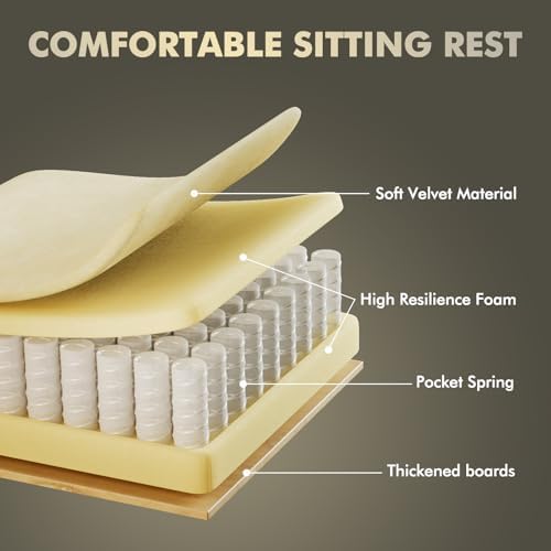 Soontrans Beige Velvet Gaming Chair with Footrest, Ergonomic Reclining Computer Desk Chair, Massage Lumbar Cushion & Headrest, Comfortable Video Game Chair for Adults