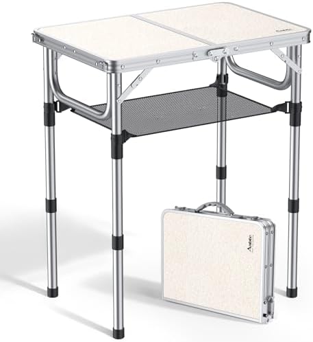 Anbte Folding Camping Table, 24"X 16" Adjustable Height Small Folding Table