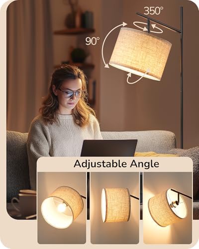 EDISHINE 64.7IN Floor Lamp for Living Room with Remote, Black Standing Lamp