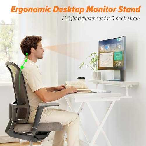 WOHOMO Folding Computer Desk with Monitor Stand, Adjustable Height, White