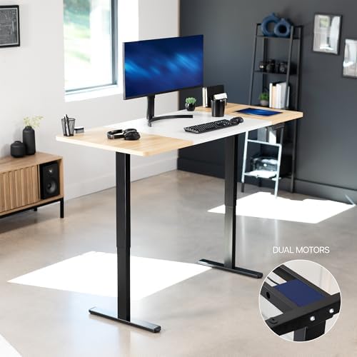 VIVO White/Light Wood 71 x 30 in Standing Desk, DESK-KIT-E2B7WC