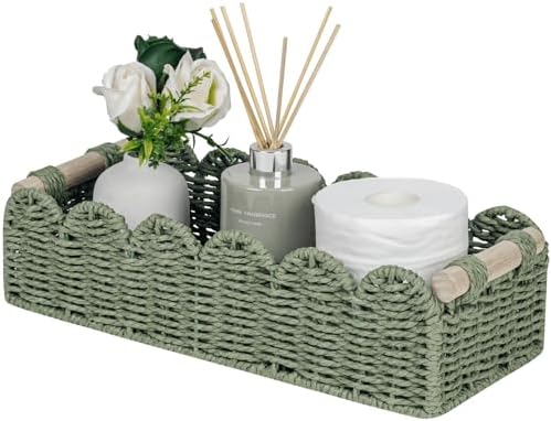 CubesLand Scalloped Toilet Paper Storage Basket W/Handle for Home Decor