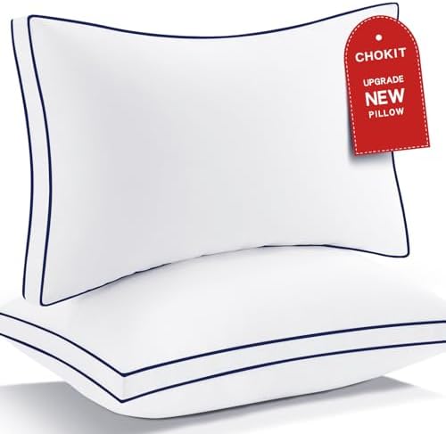 Gusseted Pillows Queen Size Set of 2, Fluffy Bed Pillows for Sleeping