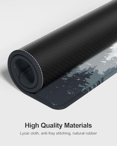 Auhoahsil Large Mouse Pad with Wrist Rests for Keyboard & Mouse, Thick Soft Ergonomic Memory Foam Wrist Supports, Big & Long Desk Mat 35.5 x 15.7 in, for Office Gaming Computer, Misty Forest