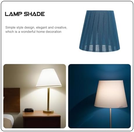 Luxshiny Nordic Contemporary Blue Fabric Lampshade for Wall and Table Lamps Chic Pleated Yarn Strip Design Bubble Clip Fabric Cover Soft Light Filter for Eye Comfort