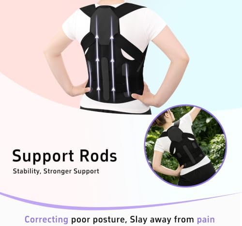 Posture Corrector for Women and Men Back Brace Straightener Pain Relief Back Support Lightweight Adjustable Hump Scoliosis Traction Correction Helps Reduce Upper Hunchback Slouching Kyphosis Black Medium