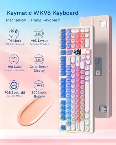 Keymatic WK98 Foundation Mechanical Keyboard, Pink Creamy Gaming Keyboard