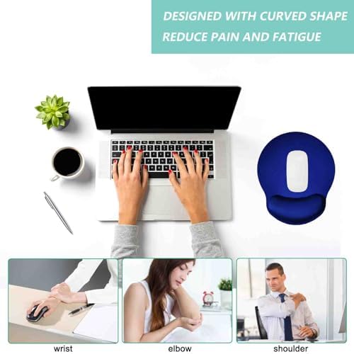 Mouse Pad with Wrist Support, Ergonomic Mouse Pad with Memory Foam Wrist Rest Cushion, Non-Slip Rubber Base Gaming Mice Pad for Home Office Computer Laptop, Blue