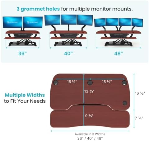 VERSADESK PowerPro 48 Inch Electric Standing Desk Converter – Push-Button Height Adjustable Sit to Stand Desk Riser for Multiple Monitors – Motorized Desktop Workstation with Wide Keyboard Tray