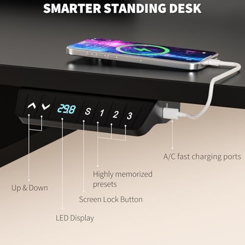 63 x 30 Inch Electric Standing Desk with 4 Drawers, Classic Black