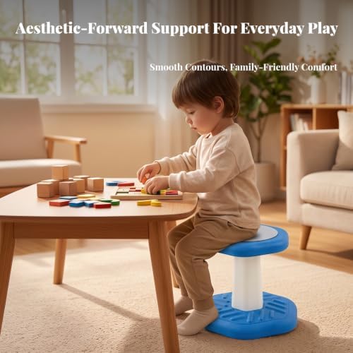Gralara Active-Sitting Dynamic Seat Broad Textured Base, Balance Stool with Padded Cushion, Sensory-Friendly, Stool with Padded Top, for Classrooms, Playrooms, Red