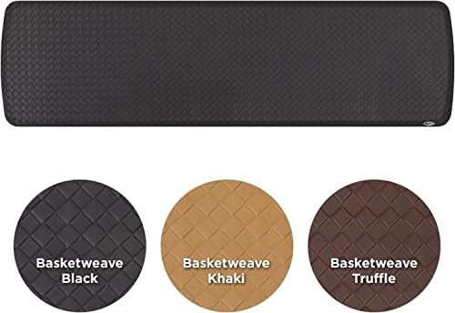 GelPro Elite Premier Gel & Foam Cushioned Anti-Fatigue Kitchen Floor Comfort Mat, Padded Stain-Resistant, Waterproof, Non-Slip Comfort Padded Desk/Office Mat, 20" x 72", Basketweave Black