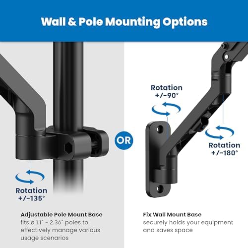 Mount-It! Keyboard Wall Mount & Pole Mount, Swivel Keyboard & Mouse Tray