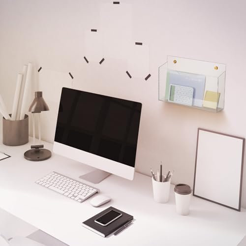 Feifeiya 2 Pcs Clear Acrylic File Holder Wall Mount, 14"x8.3"x2.4"