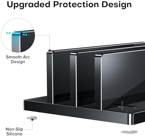 OMOTON Vertical Laptop Stand, Black Acrylic Dual Holder for MacBook Gaming