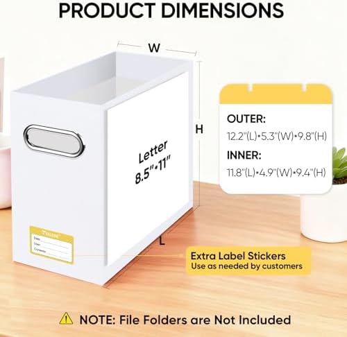 BALEINE 4PK File Organizer Box, Cardboard File Folder Organizer with Handle