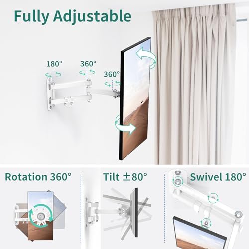 PlusAcc Wall Mount for Show 15 & 13-27 Inch Monitors TVs, Adjustable Shelf