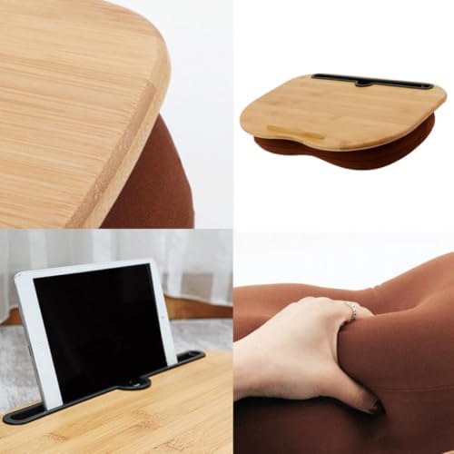 Toddmomy Bamboo Tablet Table Stand with Slot, Lightweight Laptop Holder