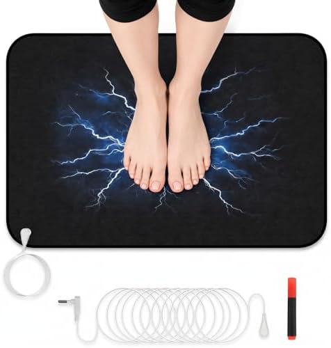 Grounding Mat Earthing Pad，Grounding Mat for Feet，Portable Grounding Well Desk Mat for Sleep Pain Relief Energy，Earth Grounded Sleep Bed Pad，Use at Home or Office，24"x16"