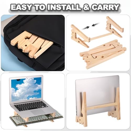 PATIKIL Wooden Laptop Stand 1Pack Dual-Use Laptop Stand Vertical for 10-15