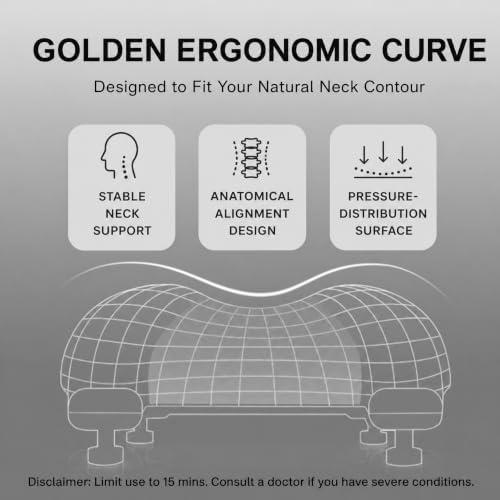 Cervical Neck Support Pillow for Neck Pain Relief, Neck Stretcher Exerciser, Ergonomic Traction Device for Neck Hump Corrector and Shoulder Relaxer, Apricot (Apricot)