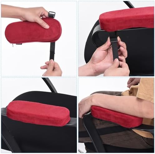 PATIKIL Office Chair Arm Pads, 2 pcs Office Chair Arm Cover Soft Office Chair Armrest Pads Memory Foam Cotton Removable Washable for Desk Computer Gaming, Red