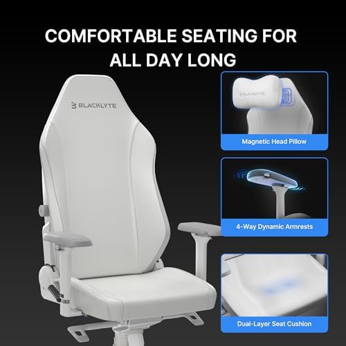 Blacklyte Athena Pro Gaming Chair, White Leather