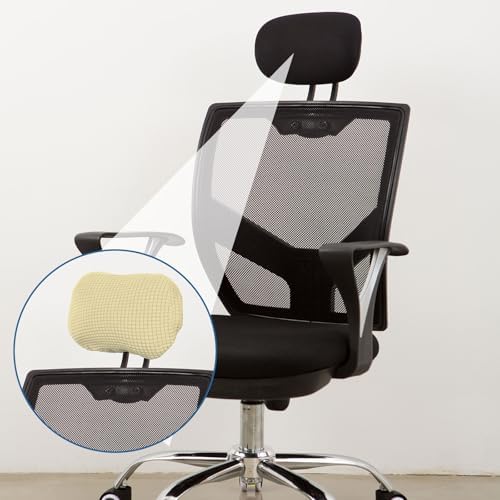 uxcell Office Chair Pillow Cover, Office Chair Headrest Attachment Removable Headrest Protector for Home Desk Computer Chairs, Beige
