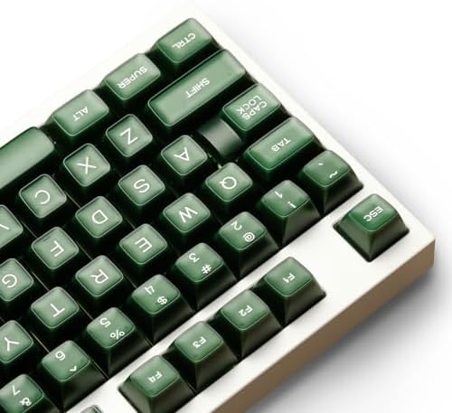 ULTRAEQUIP Emerald Jade Keycaps 142 Keys Double Shot PBT Keycaps RSA Profile, Translucent Green Shine Through, Custom Set for ISO ANSI 60, 75, 80, 95, 100% Mechanical Keyboard